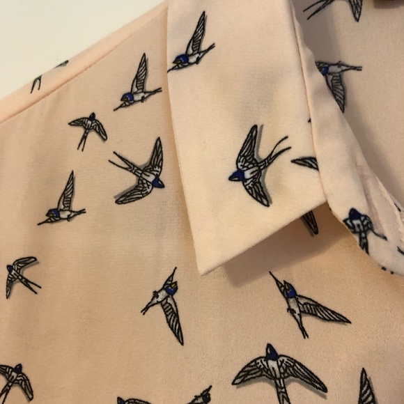 Atmosphere Sheer Pink Bird Blouse 8 - Picture 3 of 6